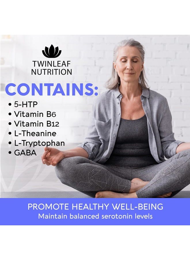 TWINLEAF 5 HTP Supplement with GABA, 1000mg Blend - Natural Aid Made in USA - Proprietary Formula for Mood and Relaxation, 60 Vegan Capsules - 5-HTP + Vitamin B 6 & Vitamin B 12 - No GMO - Image 3